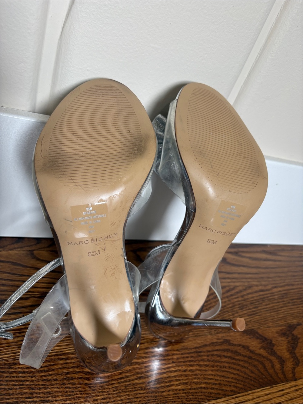 Marc Fisher Silver Ruffle-Flower Ankle-Strap Heels - Picture 7 of 7